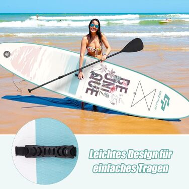 Надувна SUP-дошка COSTWAY 320×76×15 см, комплект: рюкзак, насос, весло, страховка, банджі, ремкомплект, до 150 кг, бірюзова, без сидіння