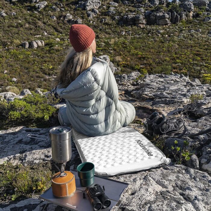 Кемпінговий килимок Naturehike надувний, самонадувний, 3 см, сірий (Mumie-Grey) - для кемпінгу, подорожей, туризму