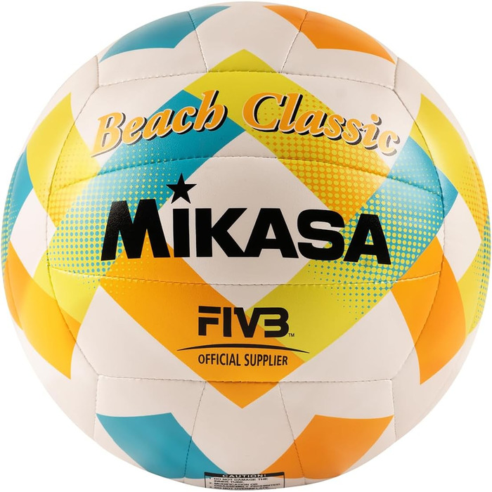 М'яч для пляжного волейболу MIKASA Beach Classic, розмір 5, синьо-жовто-оранжево-білий