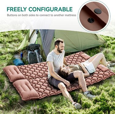 Надувний килимок для кемпінгу YITAHOME з самонадуванням, ультралегкий, з вбудованим насосом та подушкою. Ідеально для відпочинку на природі, подорожей, кемпінгу та піших прогулянок (пустельний жовтий)