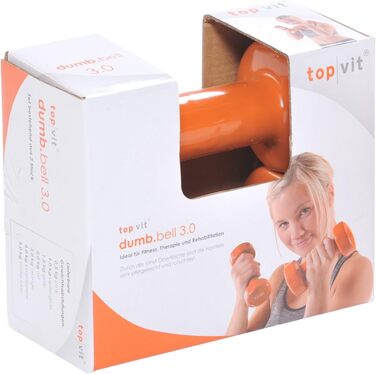 Гантелі top | vit® з чавуну з вініловим покриттям, набір з двох коротких гантелей по 3 кг, для чоловіків, жінок і літніх, 7 вагових варіантів, помаранчеві