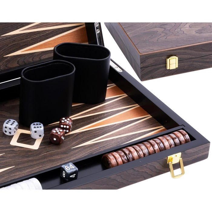 Набір для гри в шашки Engelhart Luxus 250547 з горіховим шпону, лакований (15 дюймів, ебенволовий коричневий)