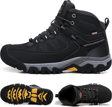 Чоловічі зимові черевики AX BOXING: утеплені, для ходьби та трекінгу, розмір 41-46 EU, колір світло-чорний