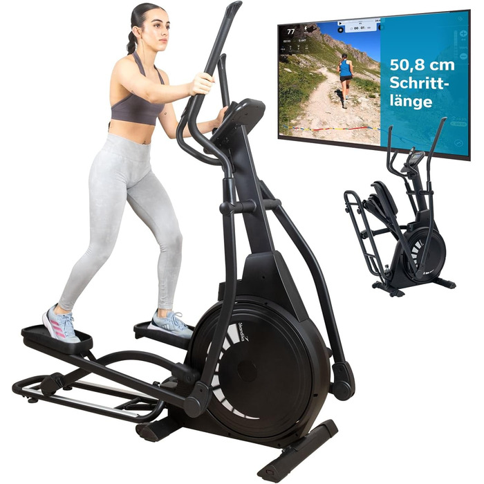 Еліптичний тренажер Skandika Crosstrainer P23 Carbon: 23 програми, 16 рівнів, компактний, тихий, сумісний з Kinomap, до 135 кг