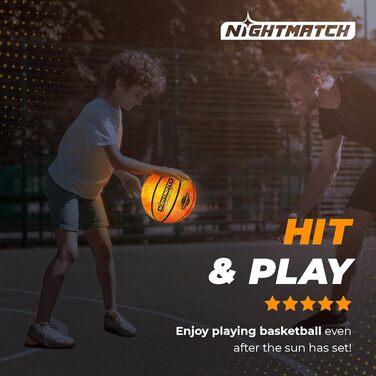 Світловий баскетбольний м'яч NIGHTMATCH LED, водонепроникний, офіційний розмір 7, сенсорне підсвічування, комплект для гри в темряві