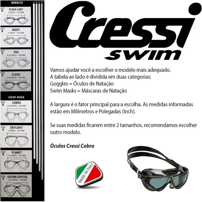 Окуляри для плавання Cressi Swim Cobra, захист від ультрафіолету, антифог