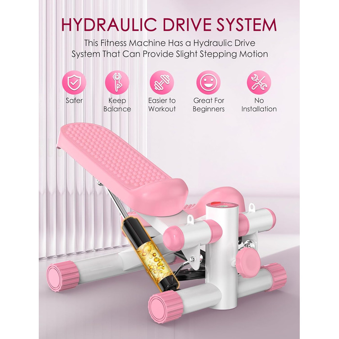 Міні-степер KitGody для тренувань: компактний, з опором, рожевий | Для дому