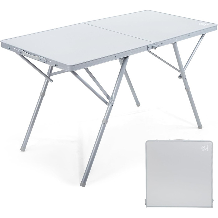 Складаний столик для кемпінгу EVER ADVANCED 120x60 см, XL для 4-6 осіб, білий