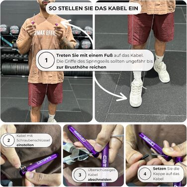 Стрибкове канат Crossfit CATGRIPS Springseil – Алюмінієва ручка, регульоване сталеве канат з підшипниками, легке професійне сеанс для залу та боксу, з сумкою та запасними частинами (Чорний)