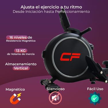 CF Rower 322 Магнітний гребний тренажер, регульовані рівні навантаження, універсальний, 1620x470x710 мм