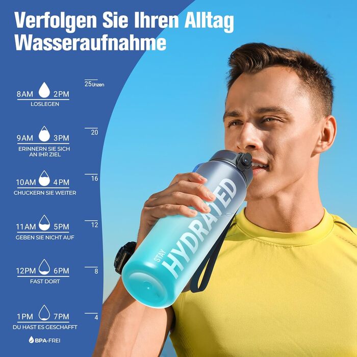 Спортивна пляшка Sahara Sailor 750 мл, BPA-free Tritan, герметична, для води, велосипеду, кемпінгу, йоги, тренажерного залу, синя