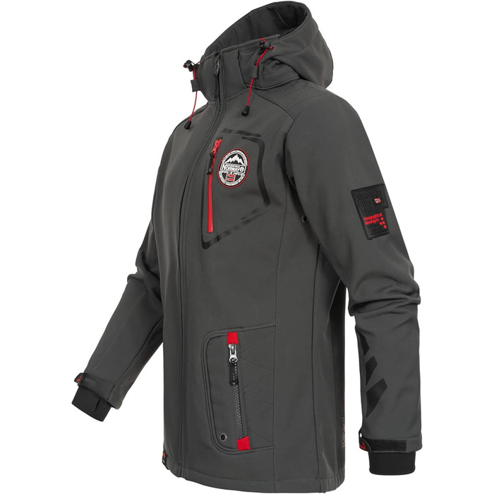 Чоловіча тактична куртка Geographical Norway Tacebook водонепроникна та дихаюча з капюшоном для походів та активного відпочинку, темно-сіра, розмір M