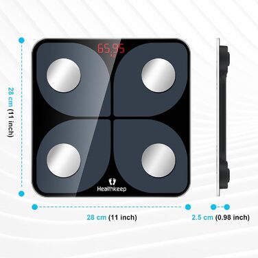 Ваги Healthkeep для аналізу складу тіла з Bluetooth та додатком, 13 параметрів, до 180 кг, сумісні з Android та iOS