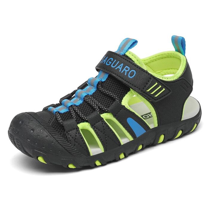 Сандалі дитячі SAGUARO для хлопчиків та дівчаток Trekking, чорно-зелені, 37 EU, дихаючі, протиковзкі