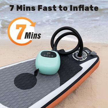Електричний насос для SUP до 20PSI з акумулятором, для каяків та SUP дощок, з 7 насадками, зелений