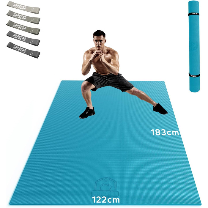 APBEAR Фітнес-мат для йоги XXL, антиковзкий, 213x152 см / 183x122 см, товщина 8 мм, високощільний зносостійкий ПВХ, гімнастичний килимок для спорту та фітнесу