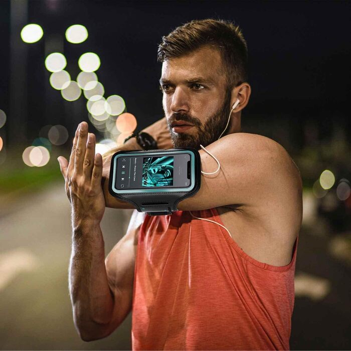 Спортивний чохол-нарукавник ONEFLOW для смартфона Apple iPhone 13 Mini, синій, для бігу, фітнесу, водостійкий тримач на руку