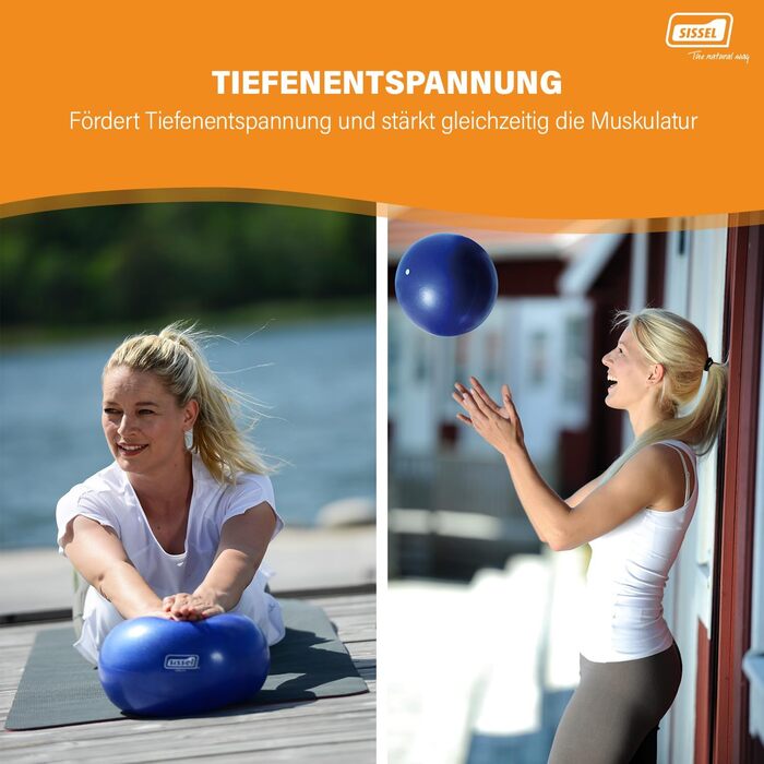 М'яч для пілатесу SISSEL Soft Ball 22 см, антрацит | Без фталату та латексу | Для розслаблення та зміцнення м'язів | Витримує до 155 кг | З інструкцією