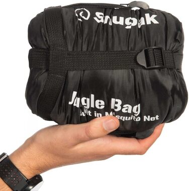 Сплячий мішок Snugpak Jungle Bag WGTE з вбудованою москітною сіткою - Легкий, гігієнічний спальний мішок та універсальний ковдр - для кемпінгу та експедицій у тропічних умовах (Чорний, права блискавка)