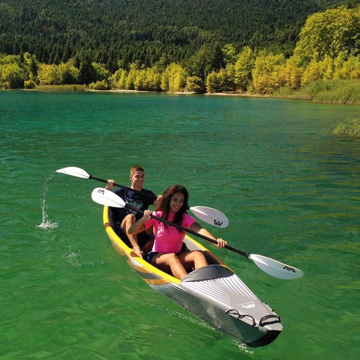 Універсальний надувний каяк Aquamarina Tomahawk Air-375 для дорослих, чорний/помаранчевий, 1-місний