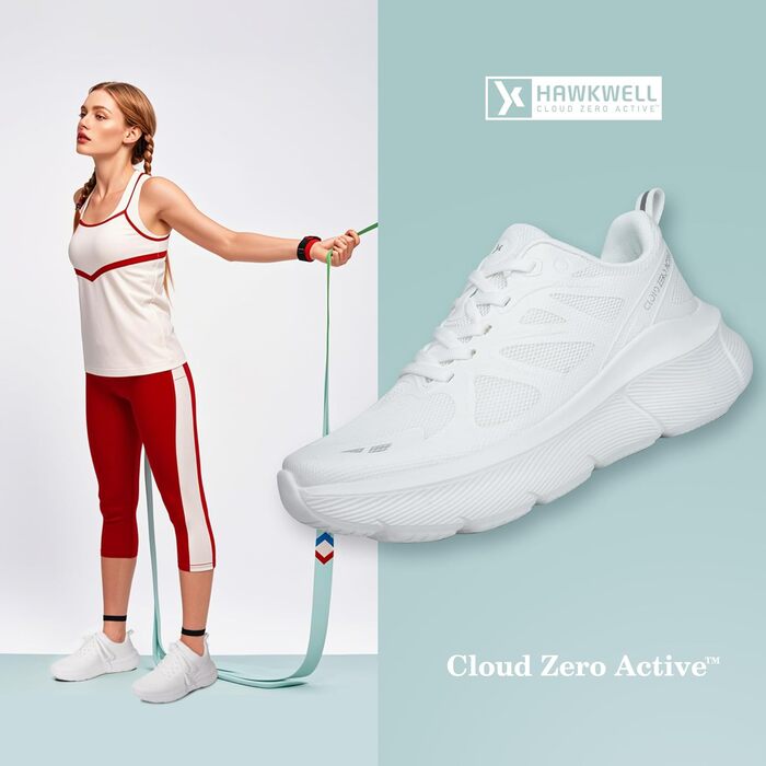 Жіночі кросівки Hawkwell Cloud Zero для ходьби та тенісу, з амортизацією, дихаючі, для спорту, фітнесу, тренувань, бігу, з неслизькою підошвою, для медичного використання (42 EU, білий)
