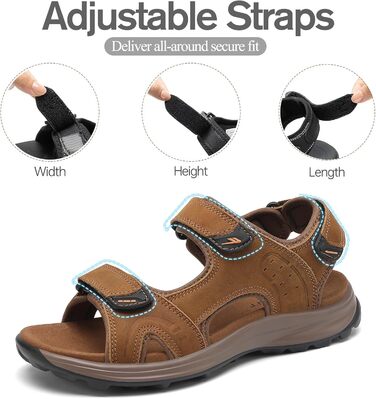 Чоловічі сандалі FLARUT для туризму та відпочинку на природі. Зручні сандалі з натуральної шкіри для літа. Розмір 40 EU, Колір: Коричневий