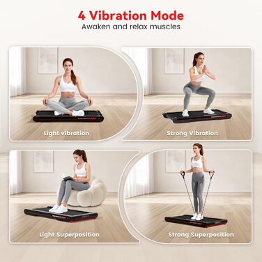 Sperax 3-в-1 Віброплатформа для бігового тренажера з пультом ДУ, 0.3-6 км/год, для дому та офісу, червона