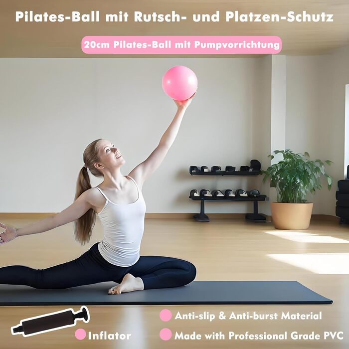 Pilates-кільце з набором для домашніх тренувань: Magic Circle 35 см, утяжелители для щиколоток та зап'ясть, гумові стрічки, для початківців, рожевий колір