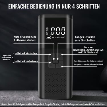 Електричний портативний компресор-насос 150PSI, 6000mAh, цифровий дисплей, LED, для авто, велосипедів, м'ячів, мотоциклів, Powerbank