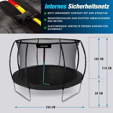 Батут для саду Outdoor, діаметр 244 см (8FT) з захисним оградою та м'якими ніжками. Дитячий батут для активних ігор та фітнесу, витримує до 100 кг.