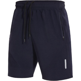 Шорти спортивні чоловічі SIHOHAN, швидковисихаючі, з кишенею на блискавці, для занять спортом та відпочинку (3XL, темно-синій)