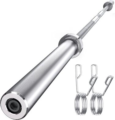Гриф для штанги MAXSTRENGTH 1,2 м, 5,1 см, хромований, з пружинними замками, нековзна ручка, сталевий, для бодібілдингу, фітнесу, тренувань