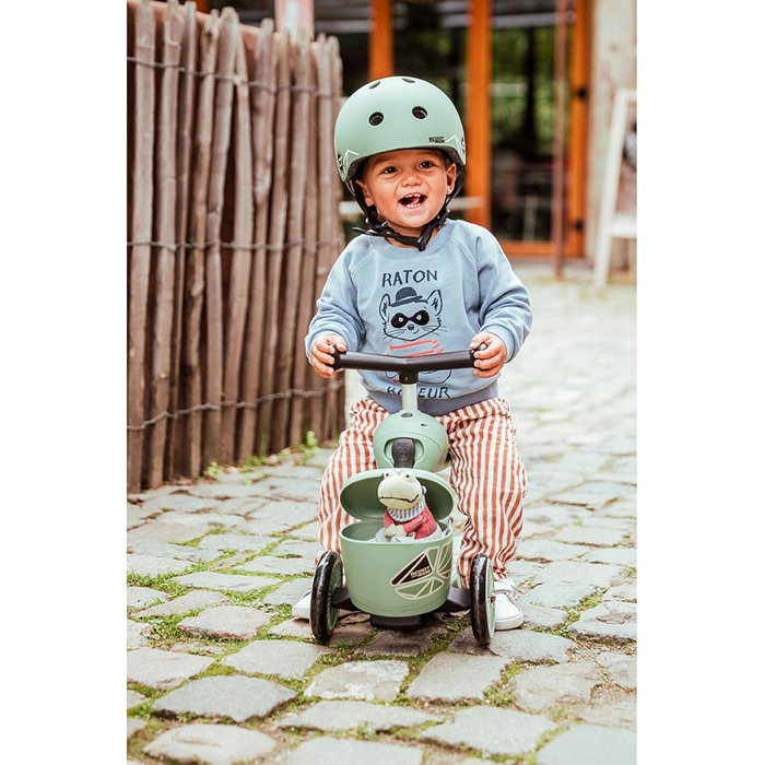 Біговел Scoot & Ride Highwaykick 1 Lifestyle з сидінням та контейнером (Зелені лінії)