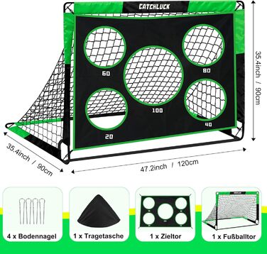 Дитячі футбольні ворота 2 в 1 для саду з лункою та сумкою, штифтами, 120x90x90 см