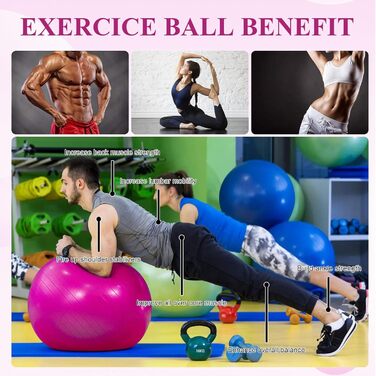 Фітбол Flintronic 55/65 см з насосом, для йоги, фітнесу, вагітності та пілатесу. Анти-burst, товстий. Рожевий