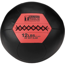 Медбол Body-Solid BSTSMB Soft Shell, не відскакує, для кросфіту, тренування сили, схуднення, фітнесу, вага 12 фунтів, чорний