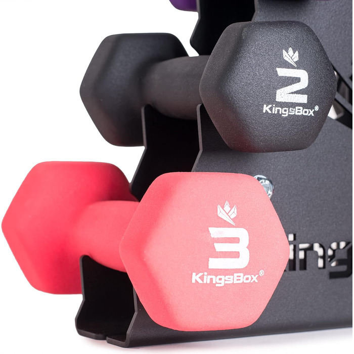 Набір гантелей KingsBox з неопрена, 3 ваги, зі стійкою, для тренувань вдома та у фітнесі