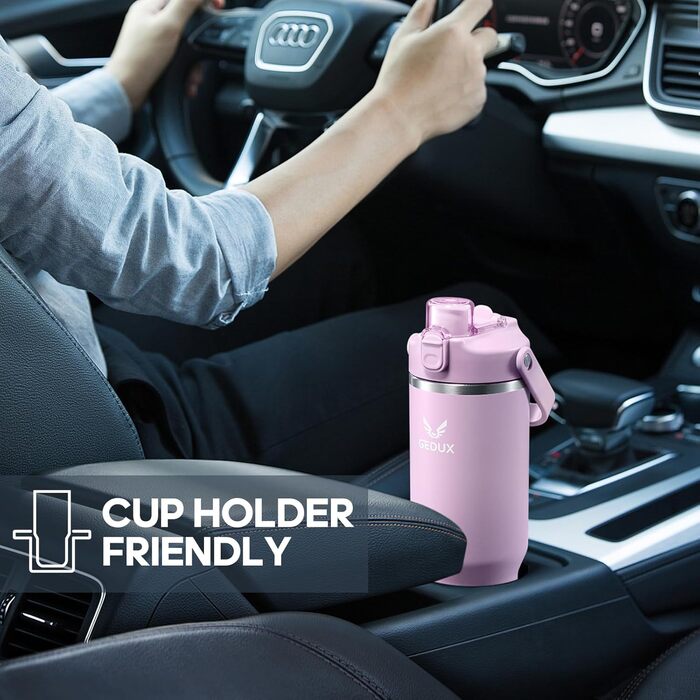 Спортивна термобутилка GEDUX IceFlow Flip Straw 1 л з трубочкою, зберігає холод понад 12 годин, герметична, BPA Free, для води, для спорту, придатна для миття в посудомийній машині, світло-фіолетова