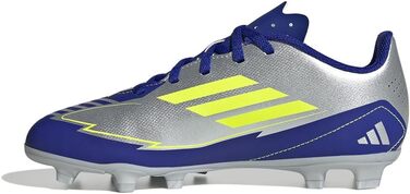 Футбольні бутси adidas F50 Club Messi для унісекс, гнучка підошва, розмір 21 EU, сріблястий, сонячно-жовтий, блакитний