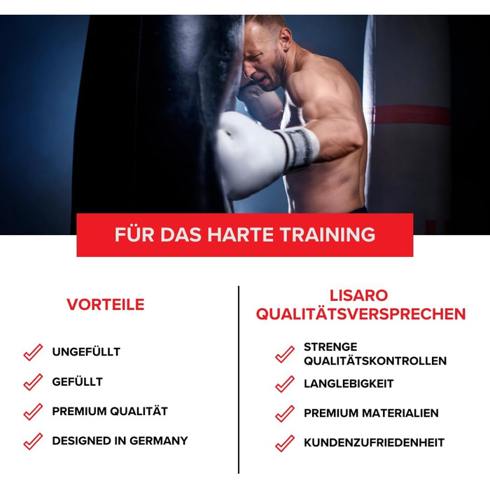 Боксерський мішок Lisaro Profi 150 см - для будь-якого спорту, 40 кг, з металевою ланцюгом, виготовлений з штучної шкіри (вініл), студійного рівня, коричневий