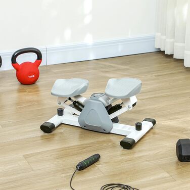 Міні-степер SPORTNOW для дому з LCD-дисплеєм, неслизькі педалі, до 100 кг, для фітнесу, тренування ніг, сірий