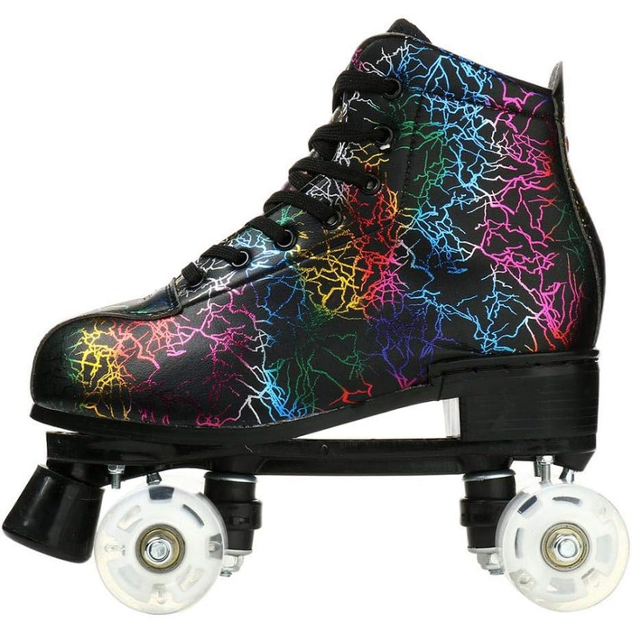 Роликові ковзани унісекс Double Raw з підсвічуванням, класичні високі черевики з PU шкіри, 4 колеса, для початківців, жіночі, чоловічі, дитячі, для залу та вулиці, чорний, розмір 39