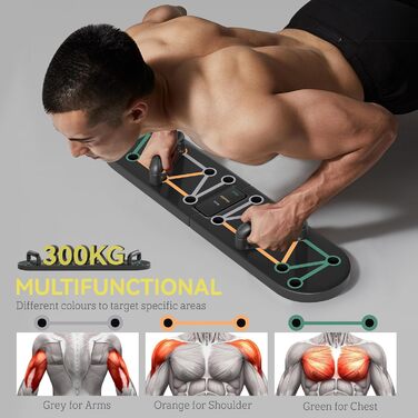 Складне тренажерне дошка Sportnow Push Up Board 11-в-1 з антиковзкими подушками для рук, плечей та грудей (чорний)