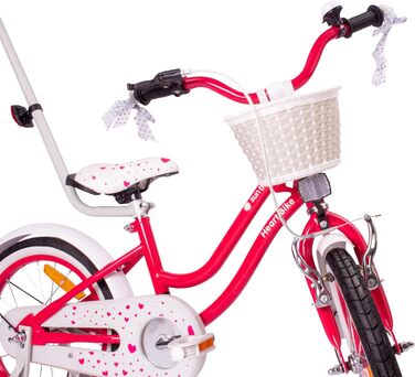 Дитяче велосипед Sun Baby Heart Bike 12/14/16 дюймів, знімний ручка-штовхач, для дівчаток 2-6 років (полуниця, 14 дюймів)