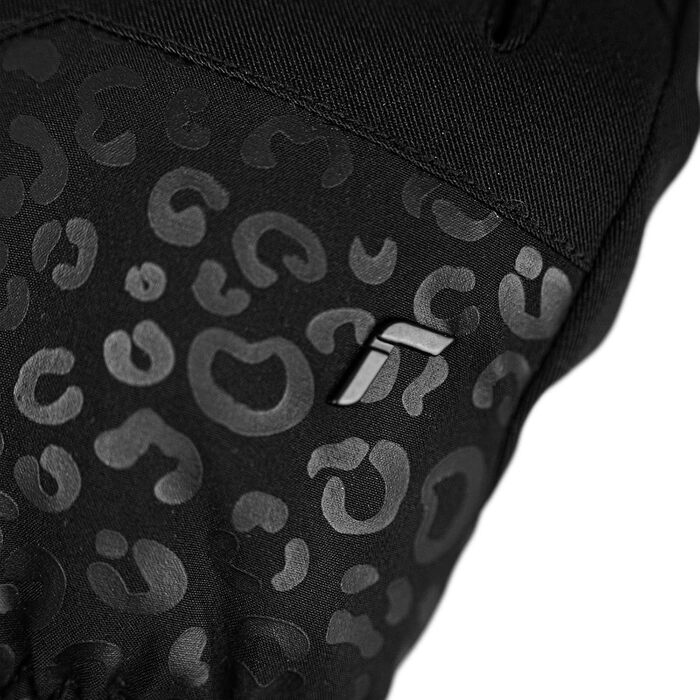 Жіночі гірськолижні рукавички Reusch Keira R-TEX® XT, чорні з леопардовим принтом, розмір 7.5
