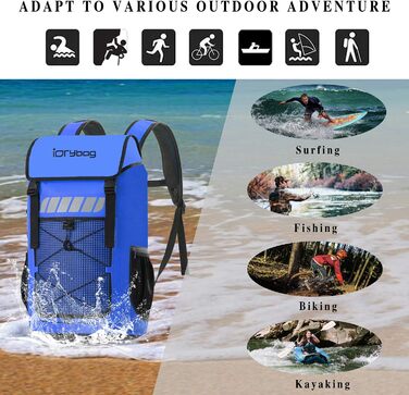 Водонепроникний рюкзак IDRYBAG для чоловіків 25L - ідеальний для каякінгу та піших прогулянок (Блакитний)