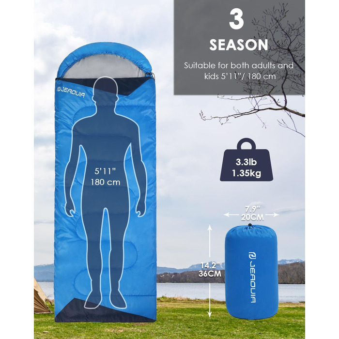 Водонепроникний мішок для спорядження для дорослих, хлопчиків та дівчаток. Підходить для кемпінгу, хайкінгу, подорожей, полювання. З компресійними мішками. (Königblau, L)