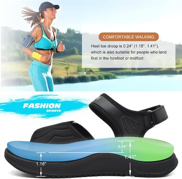 Жіночі сандалі Oncai Wander з ортопедичною устілкою та підтримкою склепіння стопи, чорні, розмір 36-43