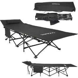 Розкладне ліжко 24MOVE® для кемпінгу та відпочинку на природі, 190x67x34 см, чорне