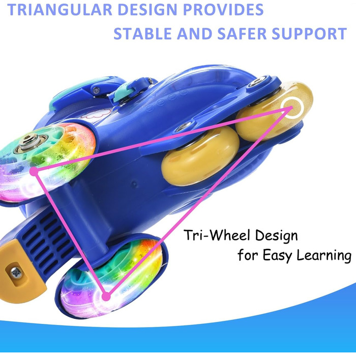 Ролики дитячі ERNAN, регульовані, для дівчаток та хлопчиків, безпечні ролики для початківців з великими колесами (Blue, S)